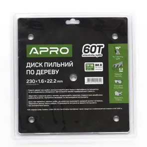 Диск пиловий до дерева 230х22,2х60T APRO №7