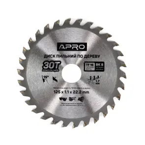 Диск пильний по дереву 125х22.2х30Т APRO №2