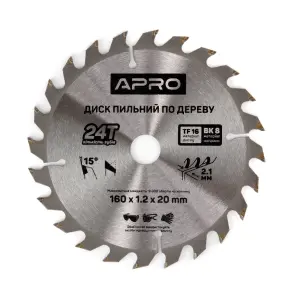 Диск пильный по дереву 160х20х24Т APRO №2