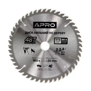Диск пильный по дереву 160х20х48Т APRO №1