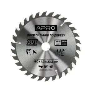 Диск пильный по дереву 180х22,2(20)х30Т APRO №2