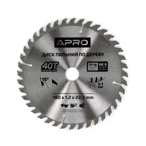 Диск пильний по дереву 180х22,2(20)х40Т APRO №1