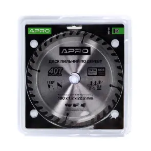 Диск пильний по дереву 180х22,2(20)х40Т APRO №3