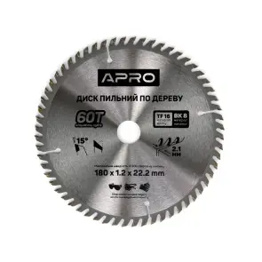 Диск пильный по дереву 180х22,2(20)х60Т APRO №2