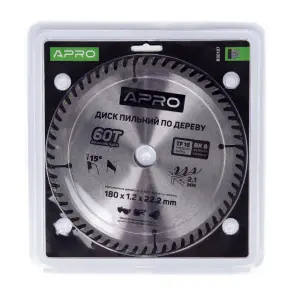Диск пильный по дереву 180х22,2(20)х60Т APRO №3