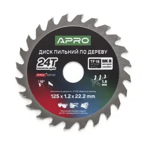 Диск пильный по дереву 125х22.2мм 24Т APRO PRO №2