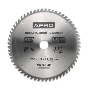 Диск пильный по дереву 250х32(30)х60Т APRO №2