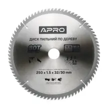 Диск пильный по дереву 250х32(30)х80Т APRO