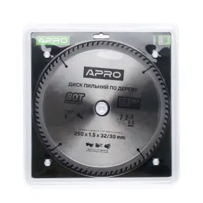 Диск пильный по дереву 250х32(30)х80Т APRO №3