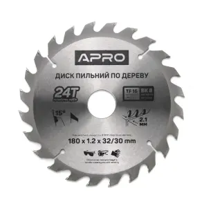 Диск пильний по дереву 180х32(30)х24Т APRO №2
