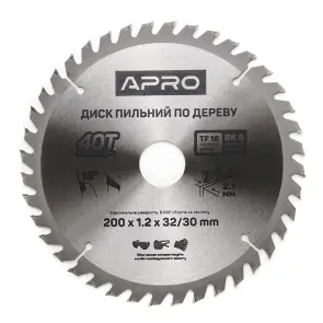Диск пильний по дереву 200х32(30)х40Т APRO №1