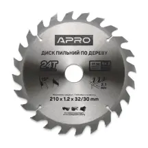 Диск пильный по дереву 210х32(30)х24Т APRO