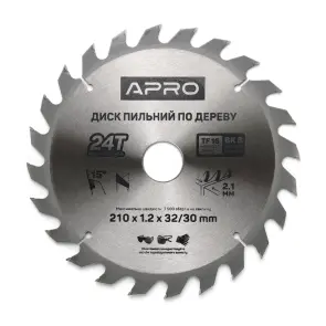 Диск пильный по дереву 210х32(30)х24Т APRO №2