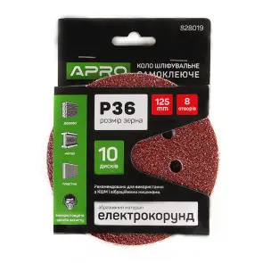 Круг шлифовальный 8 отверстий (на липучке) 125мм Р36 APRO №2