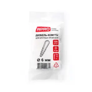 Дюбель-ялинка ?6 для круглихдротів білий (пач 100шт) APRO №4