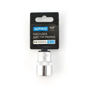 Насадка шестигранна CrV 1/2 19мм APRO №1