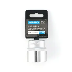 Насадка шестигранна CrV 1/2 32мм APRO №1