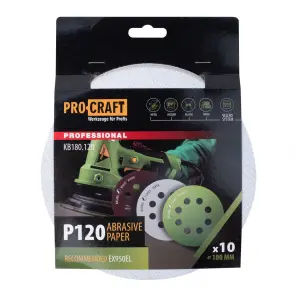 Круг шлифовальный самозацепной Procraft KB180.120 UNIVERSAL (набор 10 шт.) 8 отв. №1