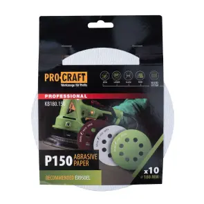 Круг шлифовальный самозацепной Procraft KB180.150 UNIVERSAL (набор 10 шт.) 8 отв. №1