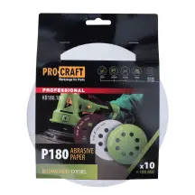Круг шлифовальный самозацепной Procraft KB180.180 UNIVERSAL (набор 10 шт.) 8 отв.