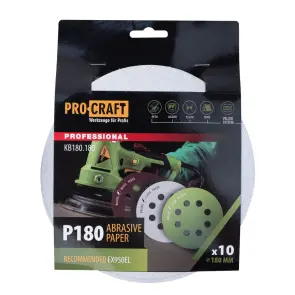 Круг шлифовальный самозацепной Procraft KB180.180 UNIVERSAL (набор 10 шт.) 8 отв. №1