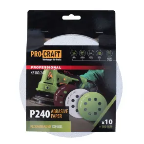 Круг шлифовальный самозацепной Procraft KB180.240 UNIVERSAL (набор 10 шт.) 8 отв. №1