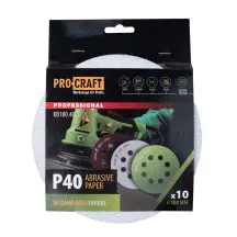 Круг шлифовальный самозацепной Procraft KB180.40 UNIVERSAL (набор 10 шт.) 8 отв.