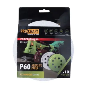 Круг шлифовальный самозацепной Procraft KB180.60 UNIVERSAL (набор 10 шт.) 8 отв. №1