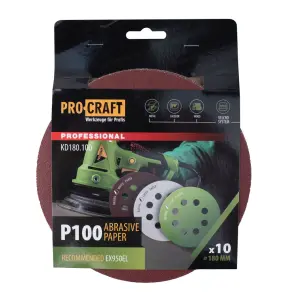 Круг шлифовальный самозацепной Procraft KD180.100 UNIVERSAL (набор 10 шт.) 8 отв. №1