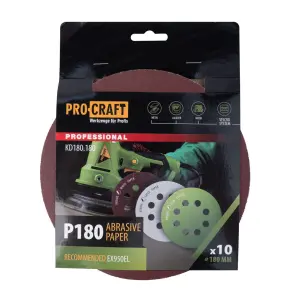 Круг шлифовальный самозацепной Procraft KD180.180 UNIVERSAL (набор 10 шт.) 8 отв. №1