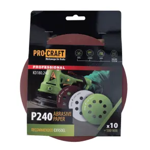 Круг шлифовальный самозацепной Procraft KD180.240 UNIVERSAL (набор 10 шт.) 8 отв. №1