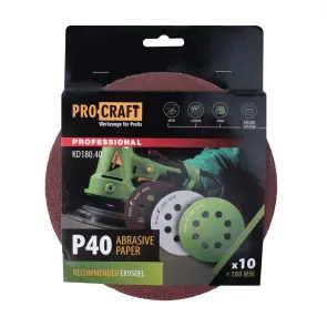 Круг шлифовальный самозацепной Procraft KD180.40 UNIVERSAL (набор 10 шт.) 8 отв. №1