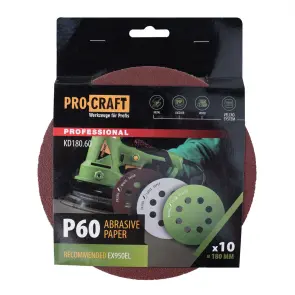 Круг шлифовальный самозацепной Procraft KD180.60 UNIVERSAL (набор 10 шт.) 8 отв. №1