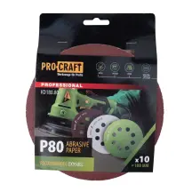 Круг шліфувальний самозачепний Procraft KD180.80 UNIVERSAL (набір 10 шт.) 8 отв.