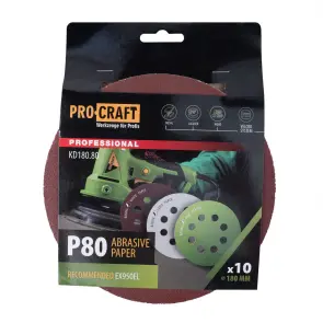 Круг шліфувальний самозачепний Procraft KD180.80 UNIVERSAL (набір 10 шт.) 8 отв. №1