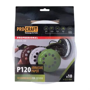 Круг шліфувальний самозачепний Procraft KB225.120 UNIVERSAL (набір 10 шт.) 10 отв. №1
