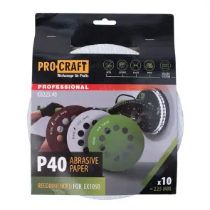 Круг шлифовальный самозацепной Procraft KB225.40 UNIVERSAL (набор 10 шт.) 10 отв. №1
