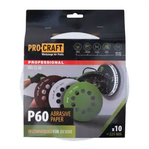 Круг шлифовальный самозацепной Procraft KB225.60 UNIVERSAL (набор 10 шт.) 10 отв. №1