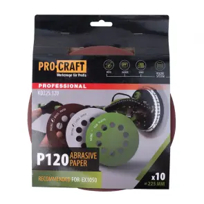 Круг шлифовальный самозацепной Procraft KD225.120 UNIVERSAL (набор 10 шт.) 10 отв. №1