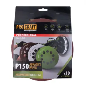 Круг шлифовальный самозацепной Procraft KD225.150 UNIVERSAL (набор 10 шт.) 10 отв. №1