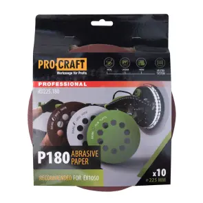 Круг шлифовальный самозацепной Procraft KD225.180 UNIVERSAL (набор 10 шт.) 10 отв. №1