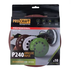 Круг шлифовальный самозацепной Procraft KD225.240 UNIVERSAL (набор 10 шт.) 10 отв. №1