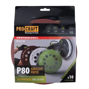 Круг шлифовальный самозацепной Procraft KD225.80 UNIVERSAL (набор 10 шт.) 10 отв. №1