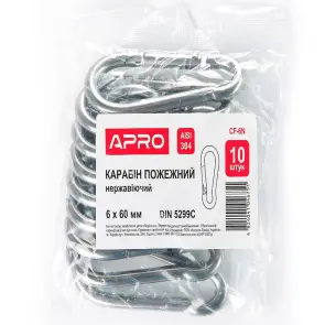 Карабин пожарный М7х70 нержавеющий A2 (пачка, кратно 5шт) APRO №4