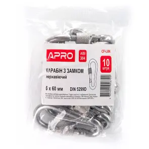 Карабін із замком М8х80 нержавіючий А2 пачка, кратно 5шт) APRO №4
