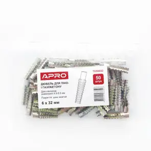 Дюбель для піно- і газобетону 6*32 цинк жовтий (ящ. 2500 шт.) APRO №5