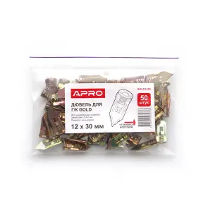 Дюбель для гипсокартона Gold 12*30 цинк жёлтый (ящ. 3000шт) APRO №6