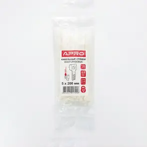 Кабельная стяжка многоразовая 5*400мм белая (пач 100шт) APRO №7