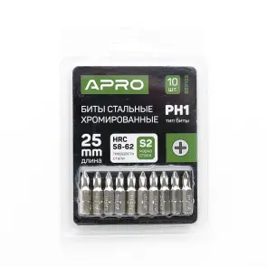 Бита РH1*25мм хром (10шт/уп) APRO №2