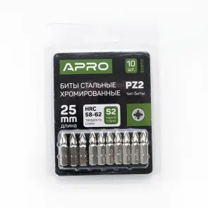 Бита РZ2*25мм хром (10шт/уп) APRO №2